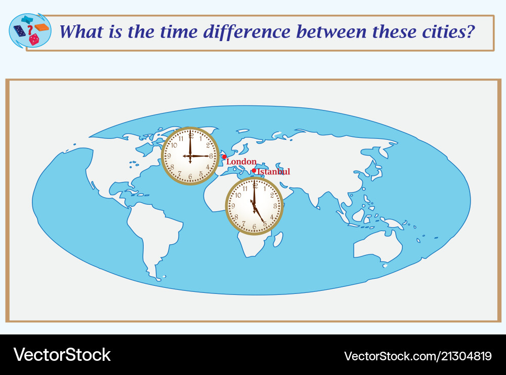 Logical task what is the time difference between Logical task what is the time difference between vector image