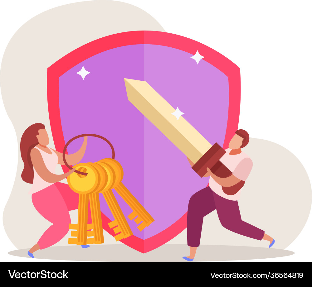 Quest Game Shield Sword Composition Vector Image