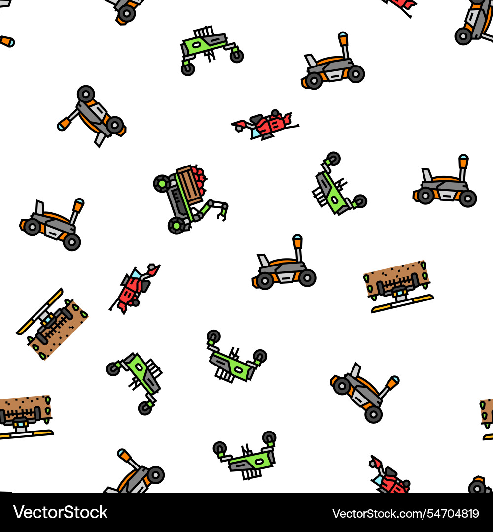 Robot harvests automation seamless pattern Robot harvests automation seamless pattern vector image