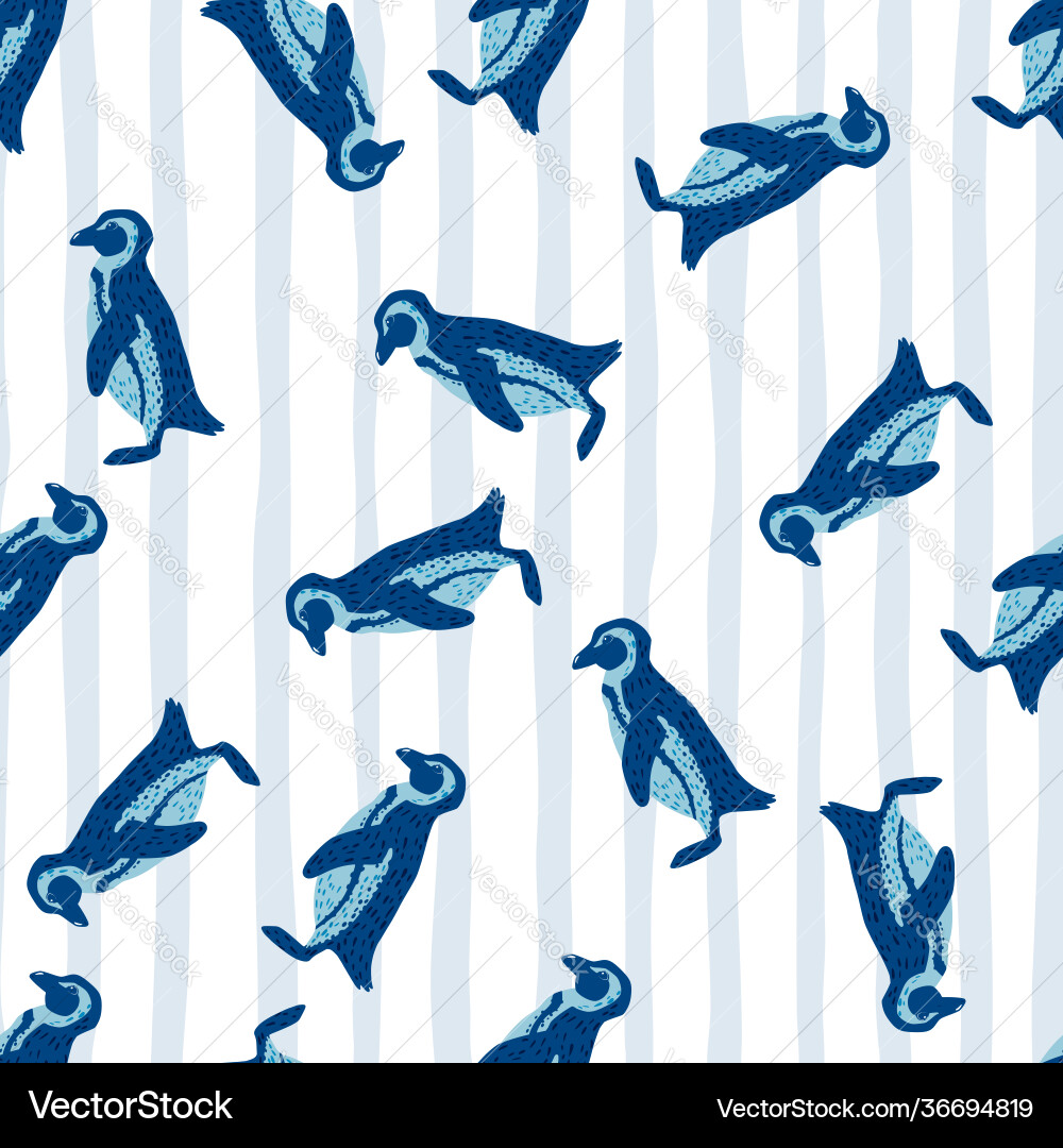Seamless random zoo pattern with blue colored Seamless random zoo pattern with blue colored vector image