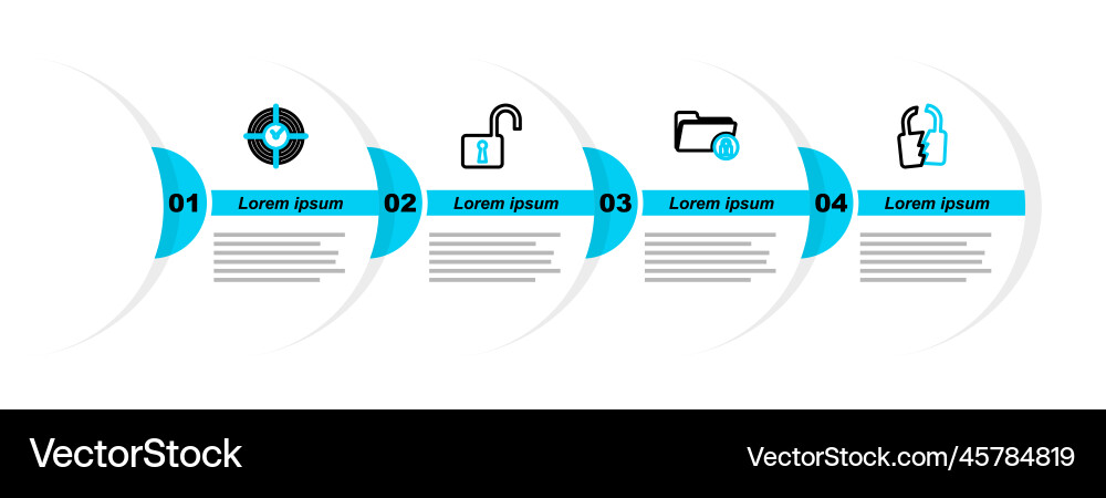 Set line broken or cracked lock folder and open Set line broken or cracked lock folder and open vector image