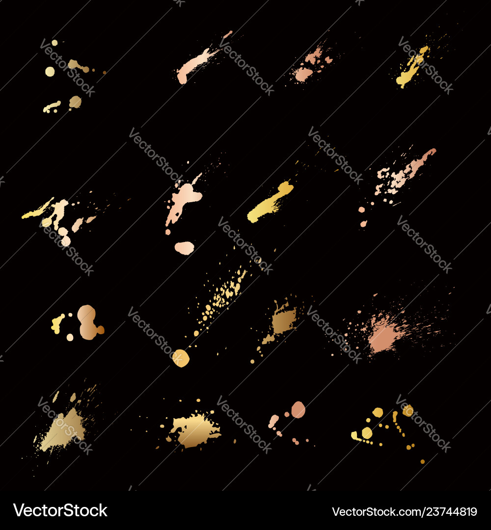 Set of golden style brush strokes design element Set of golden style brush strokes design element vector image