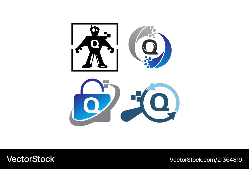 Technology application q template set vector image