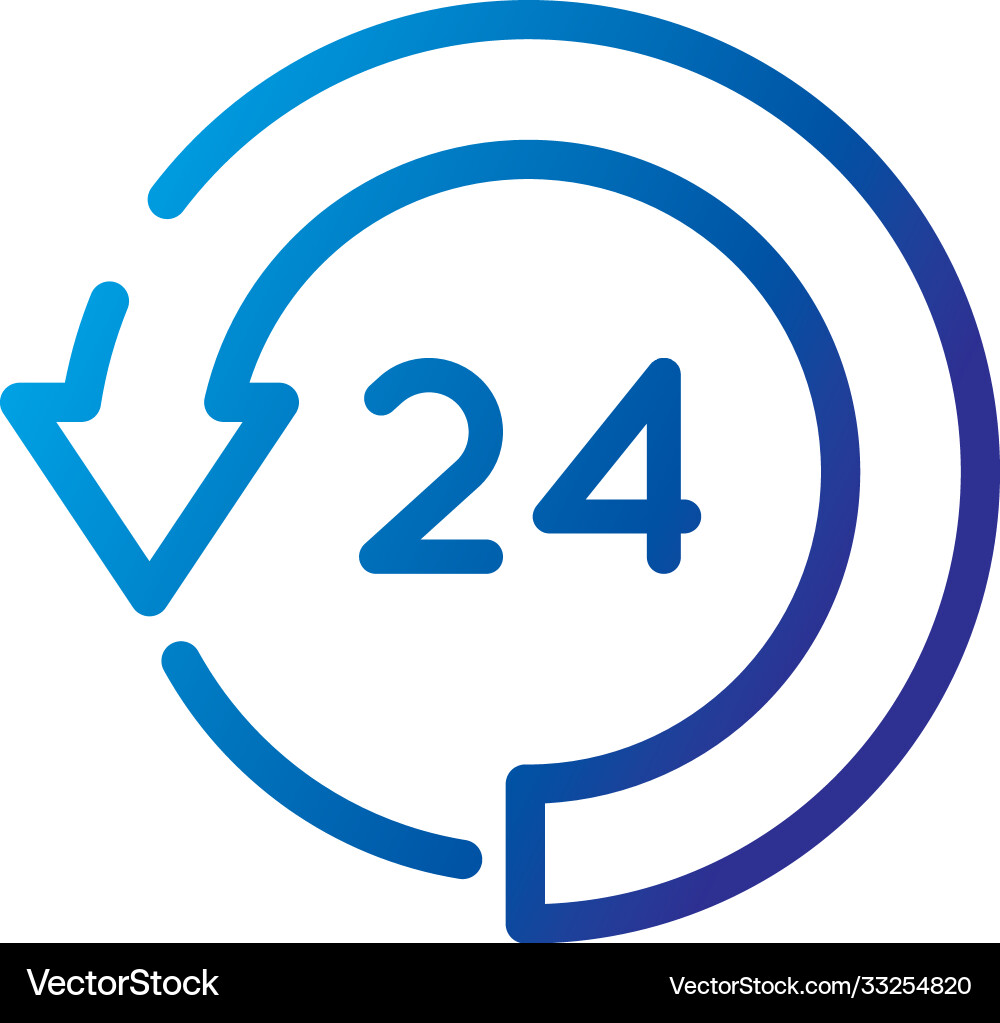 24 hours with arrow around gradient style icon vector image