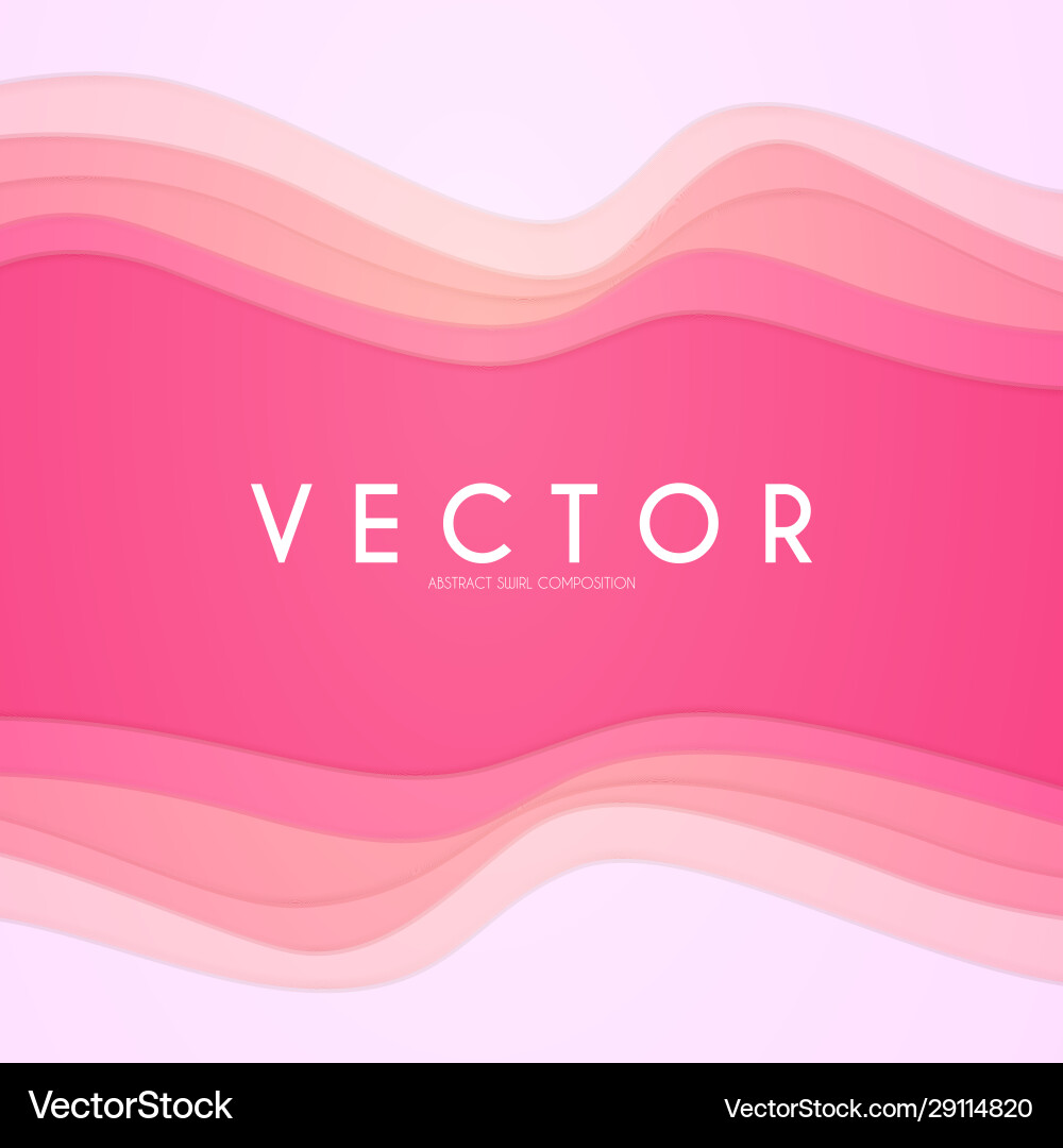 Abstract wave background paper depth effect pink Vector Image