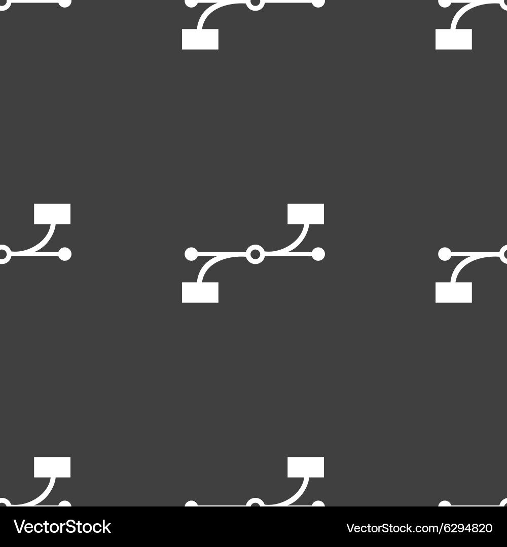 Bezier curve icon sign seamless pattern on a gray vector image