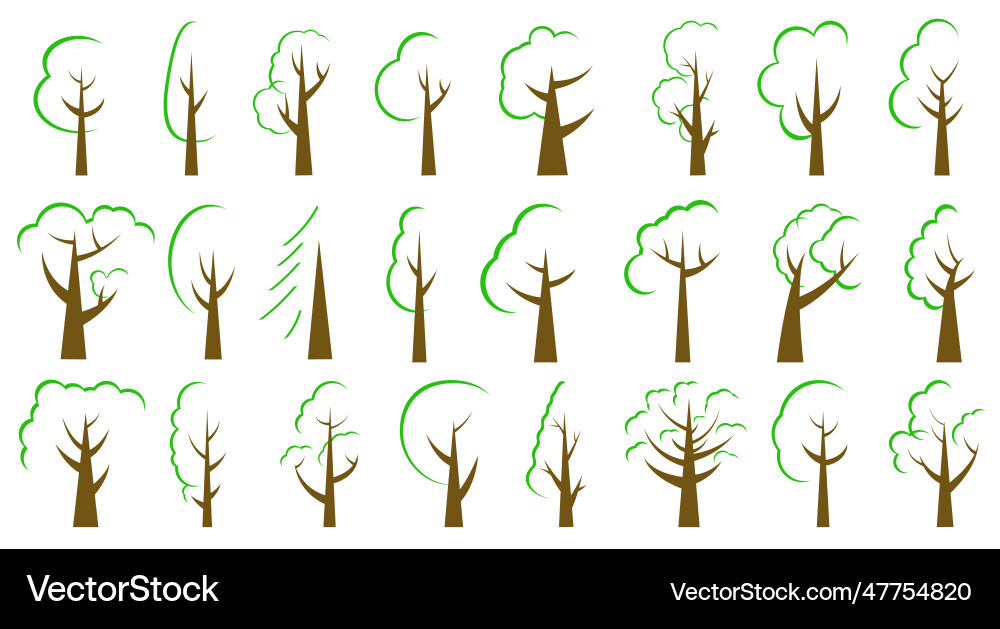Collection of trees abstraction Collection of trees abstraction Vector Image