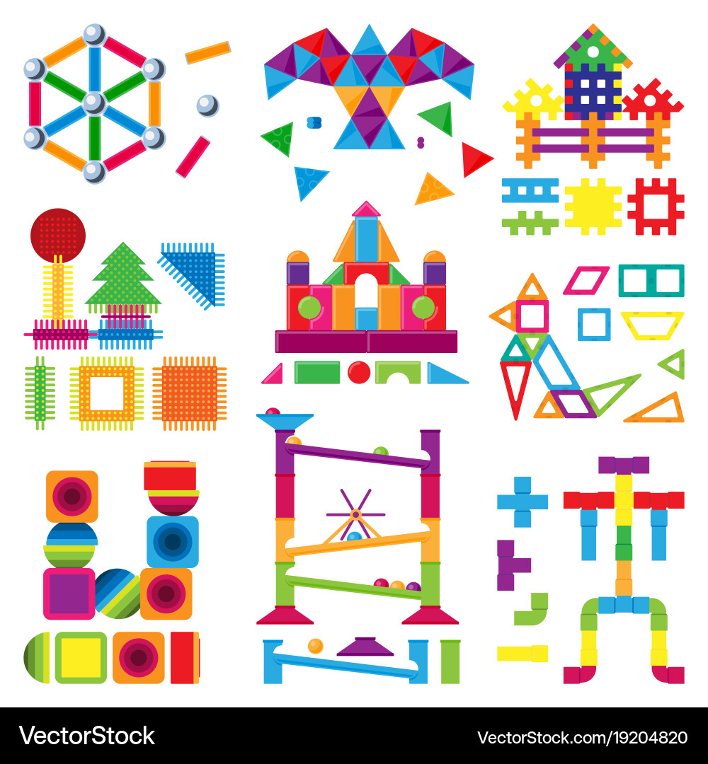 Colorful Building Blocks Set vector image