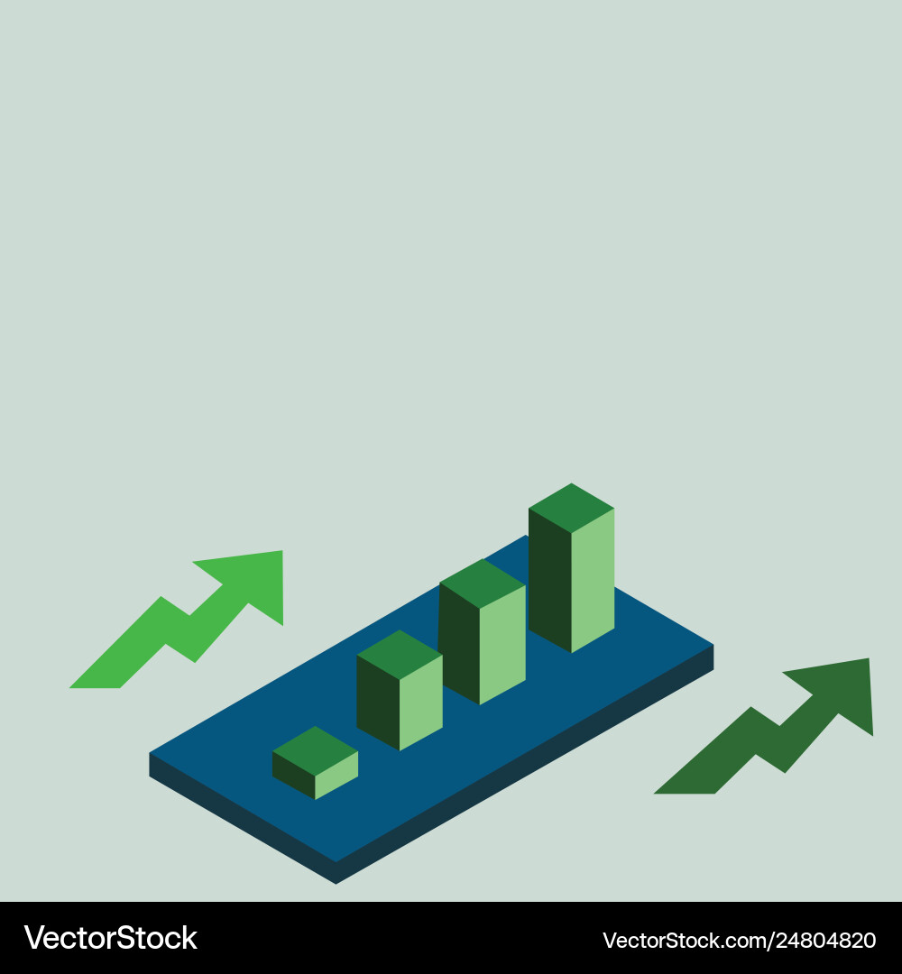 Colorful growing clustered 3d bar chart graph Colorful growing clustered 3d bar chart graph vector image