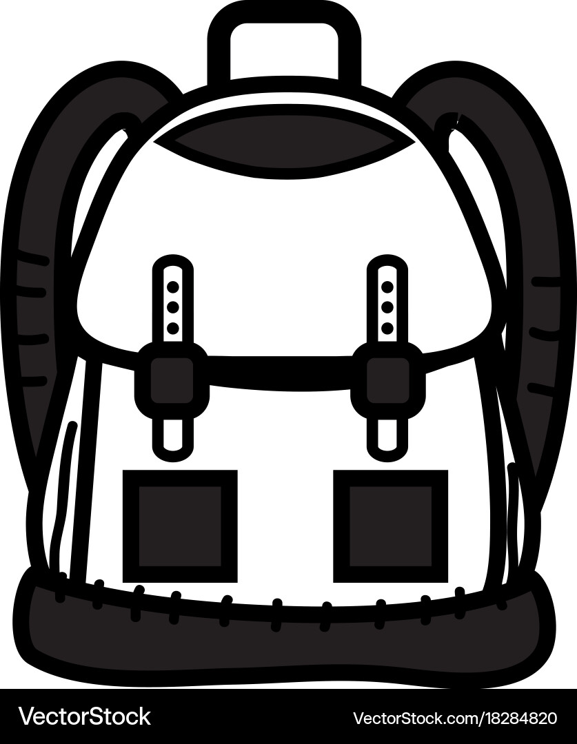 Contour backpack object with pockets and closures vector image