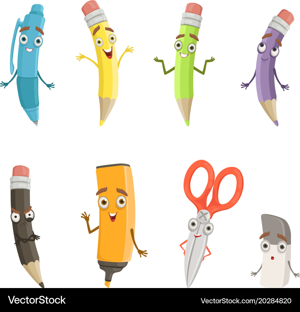Cute School Drawing Tools Vector Image
