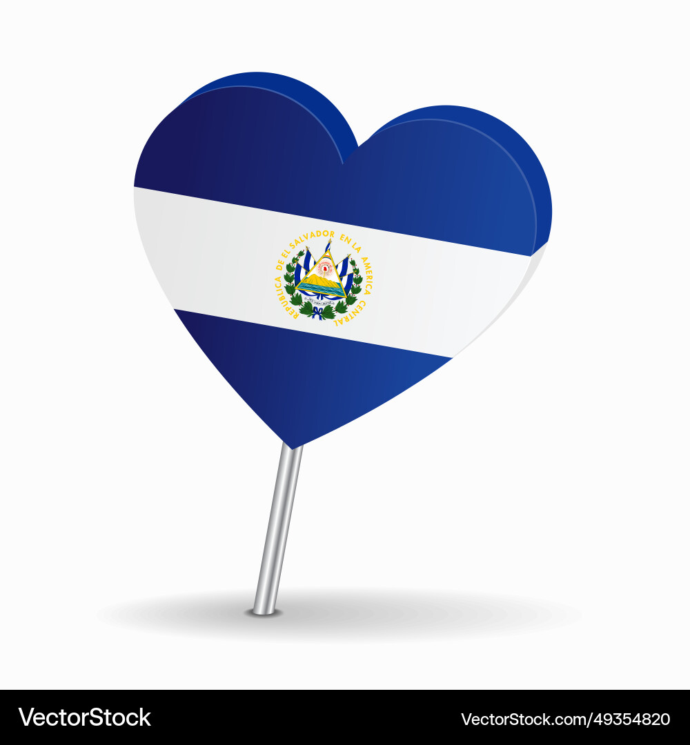 El salvadoran flag heart-shaped map pointer layout vector image