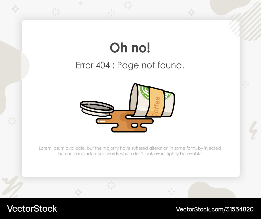 Error page not found something went wrong Vector Image