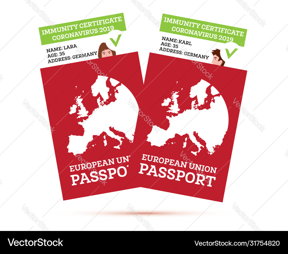 European union passport with a coronavirus European union passport with a coronavirus vector image