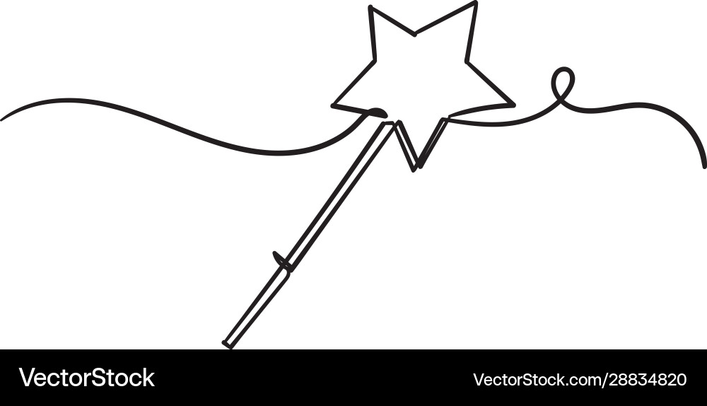 Hand drawn magic wand doodle sketch style icon Vector Image