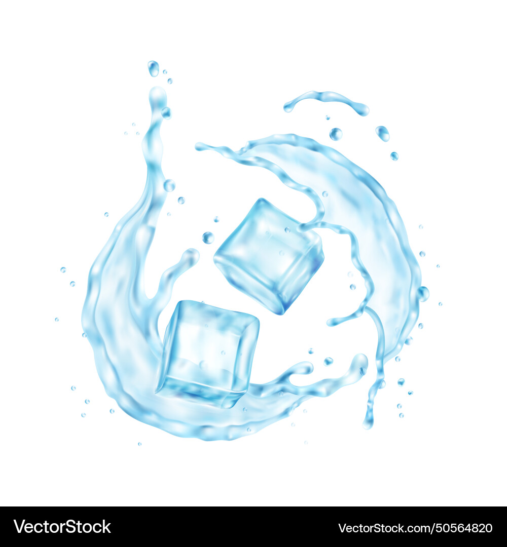 Ice Splash Design Ice water splash composition Royalty Free Vector Image