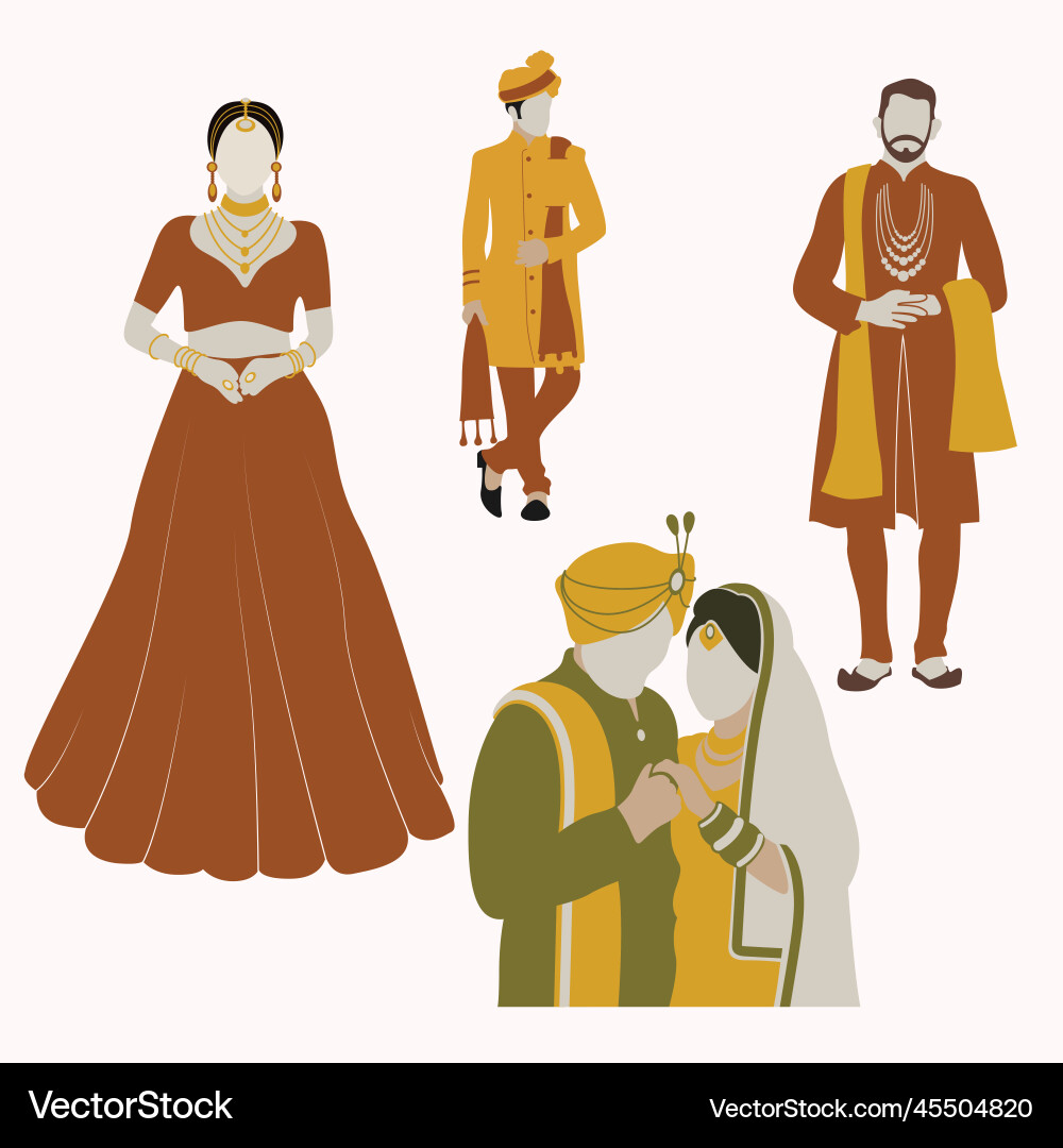 Indian wedding couple with boho style Indian wedding couple with boho style vector image