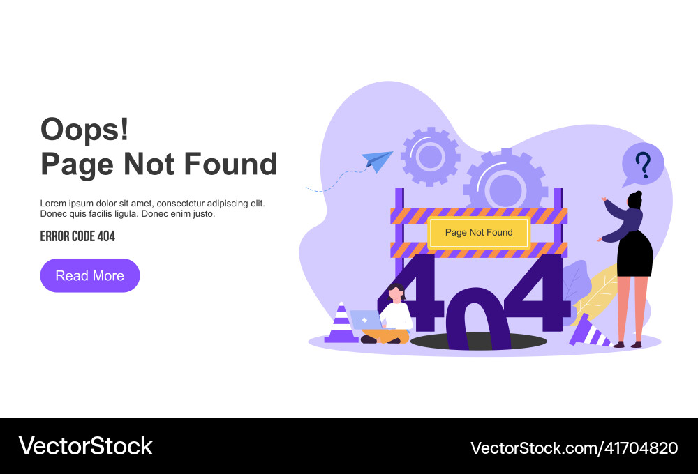 Page not found metaphor error 404 creative vector image