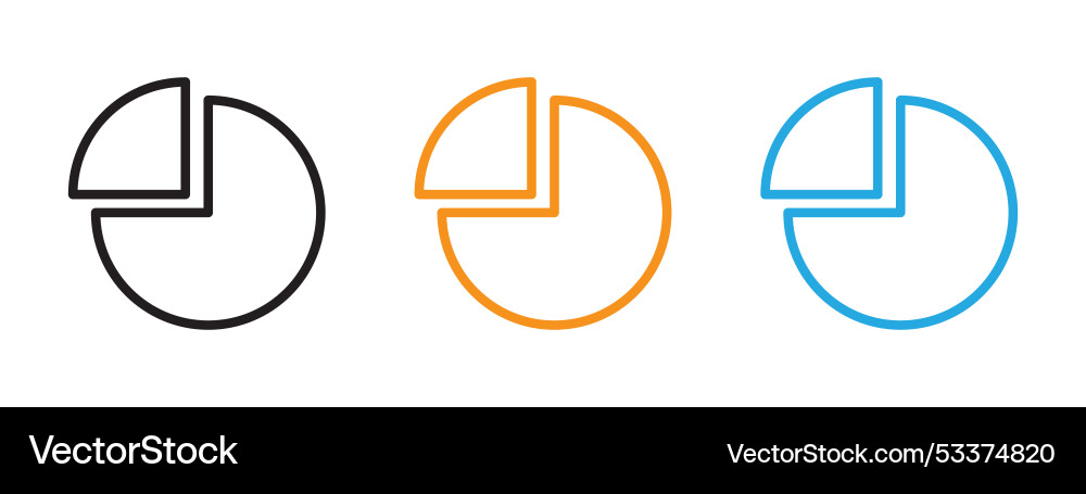 Pie chart icon thin line set vector image
