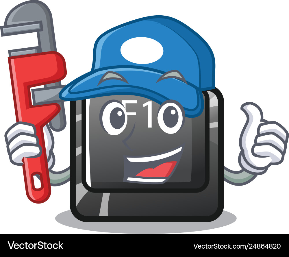 Plumber button f11 on a cartoon computer Plumber button f11 on a cartoon computer Vector Image