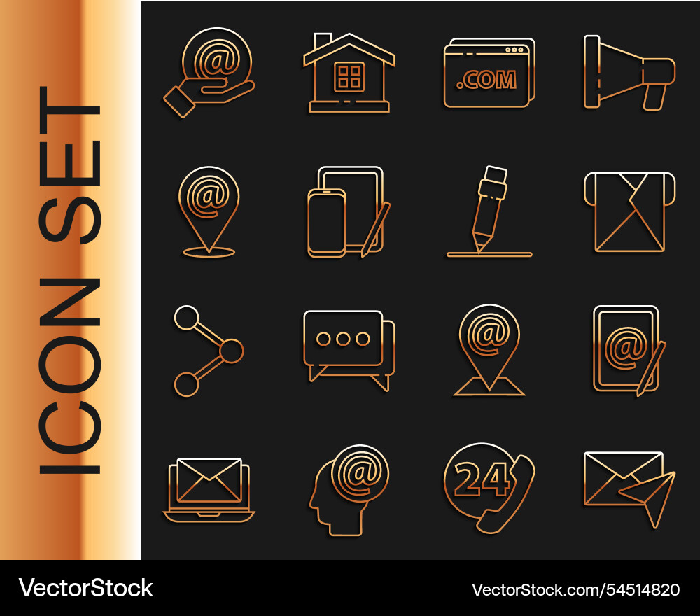 Set line envelope mail and e-mail website vector image
