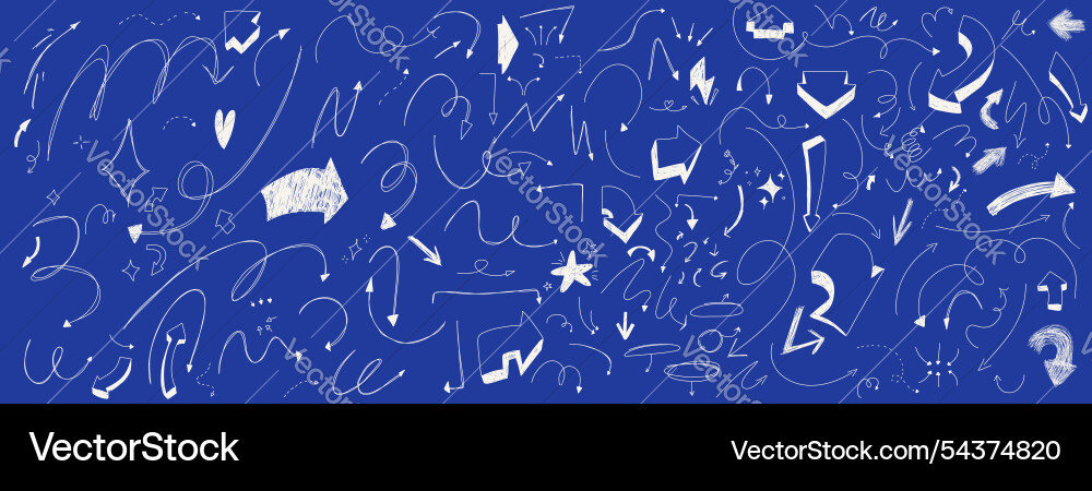 Set of handdrawn scribble arrows squiggly line Set of handdrawn scribble arrows squiggly line vector image
