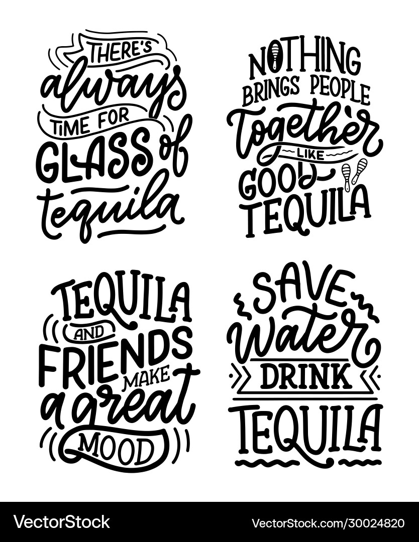 Set with lettering quotes about tequila in vintage – Royalty-Free Vector |  VectorStock, image size:834x1080