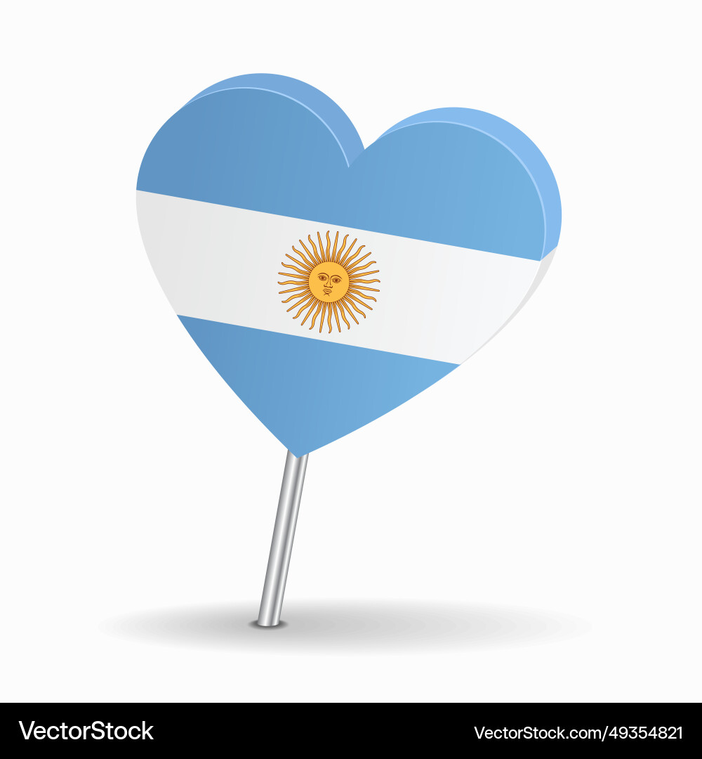 Argentinean flag heart-shaped map pointer layout Argentinean flag heart-shaped map pointer layout Vector Image