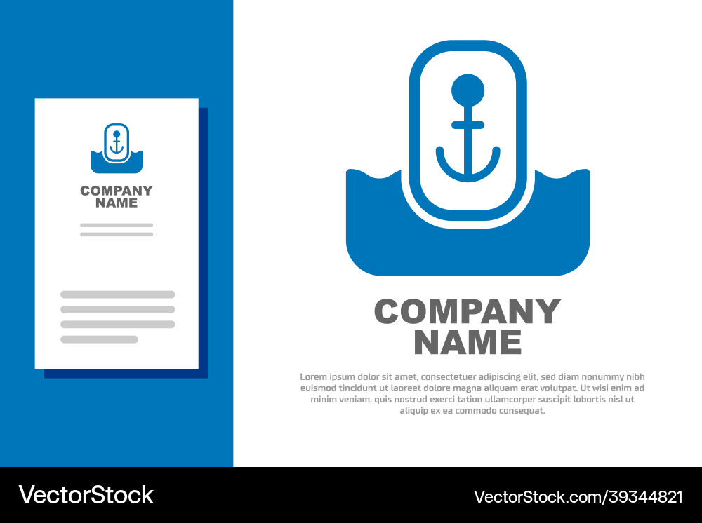 Blue map pointer with anchor icon isolated vector image