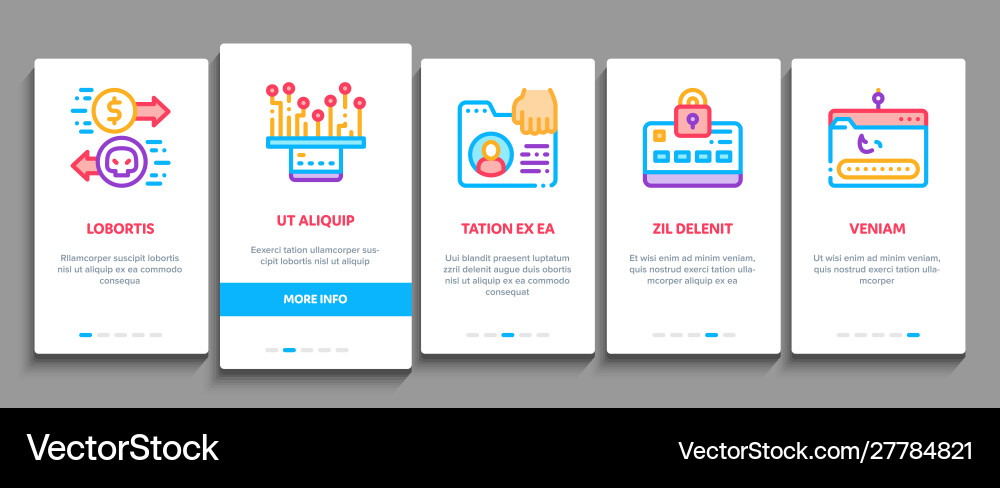 Carder hacker onboarding elements icons set vector image