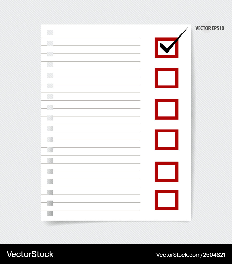 Checklist with Red Checkboxes vector image