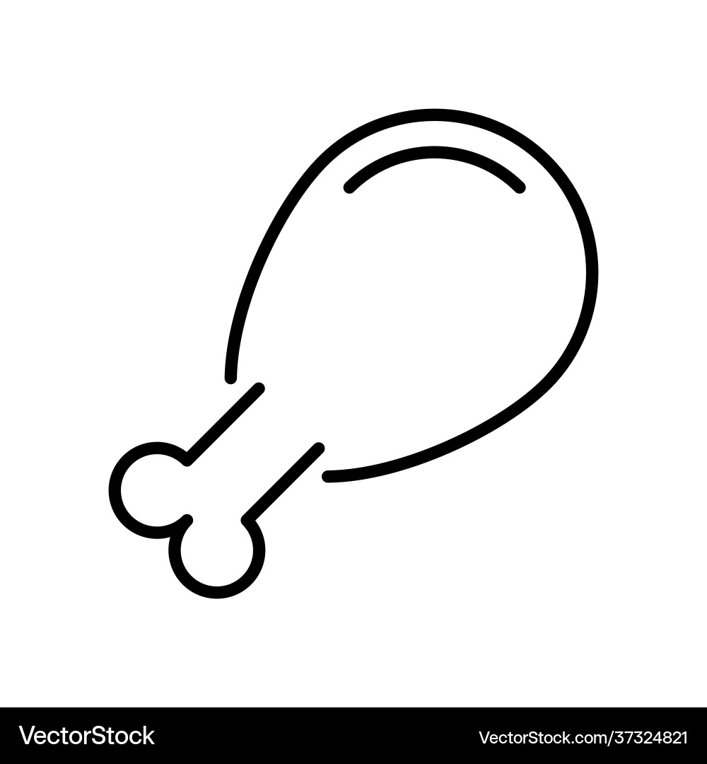 Chicken leg quarter thin line icon isolated Chicken leg quarter thin line icon isolated vector image