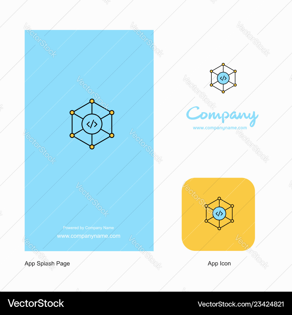 Code company logo app icon and splash page design Code company logo app icon and splash page design vector image