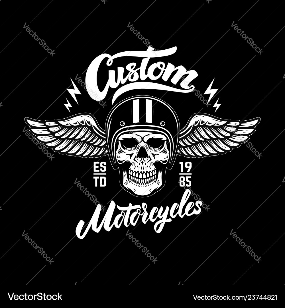 Custom motorcycles emblem template with skull Custom motorcycles emblem template with skull vector image