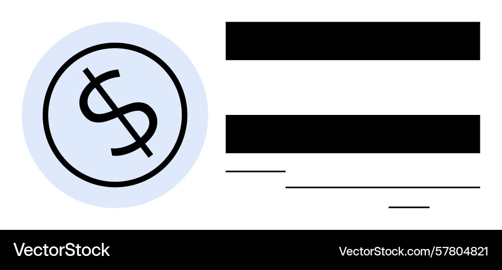 Dollar sign inside circle with horizontal lines Vector Image