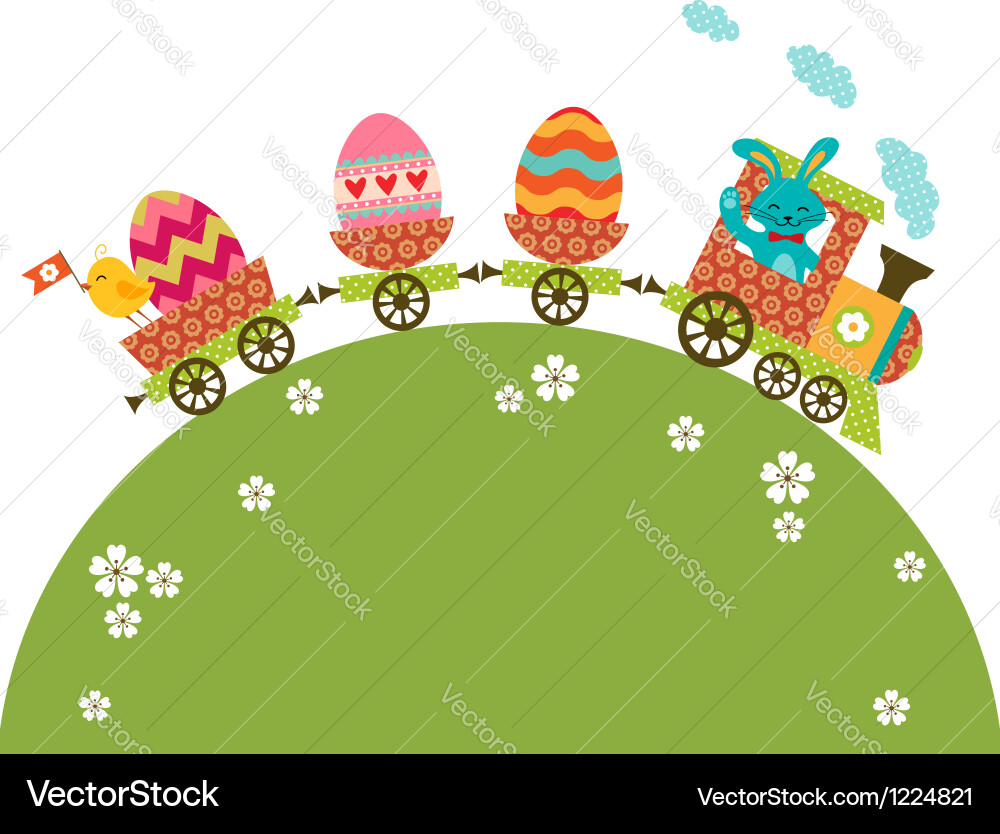 Easter Train Adventure Vector Image