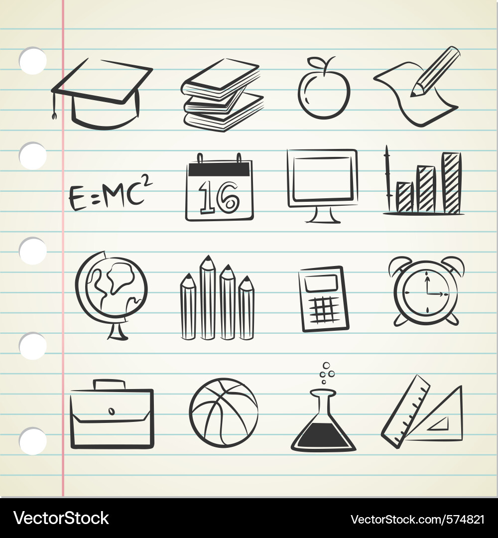 Education Sketch Icons vector image