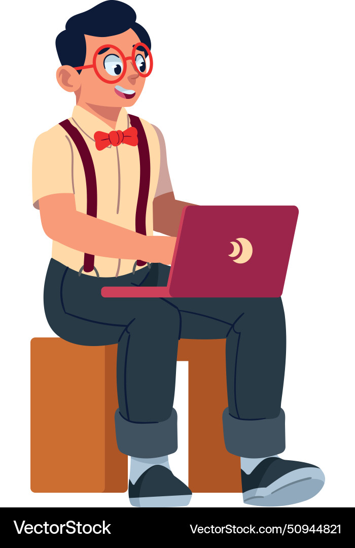 Geek pride day nerd with laptop vector image