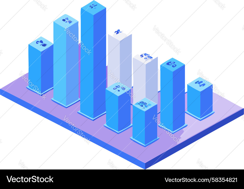Isometric Bar Chart - Data Visualization Vector Image