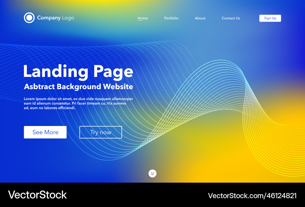 Landing page abstract wave background website vector image