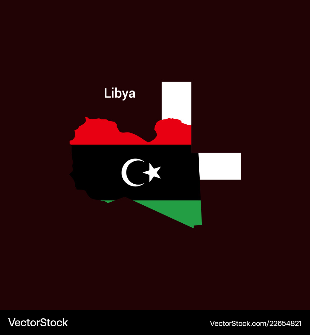 Libya initial letter country with map and flag vector image