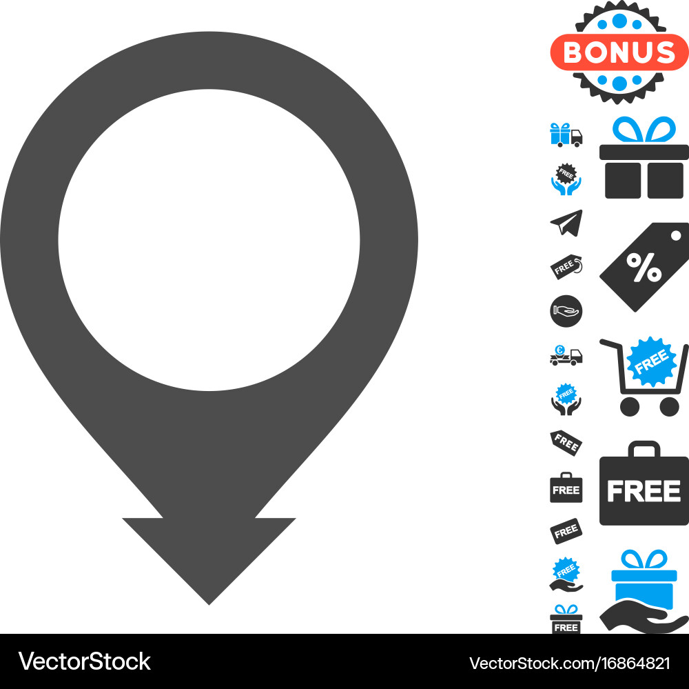 Map pointer icon with free bonus Vector Image