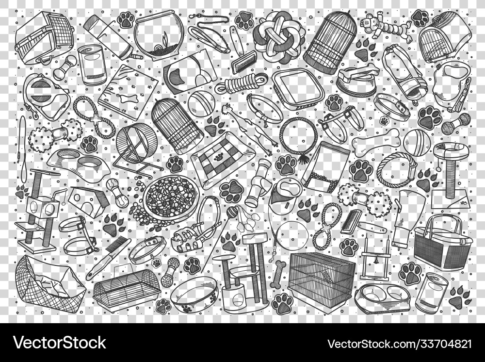 Pets Shop doodle set Pets Shop doodle set vektorbild