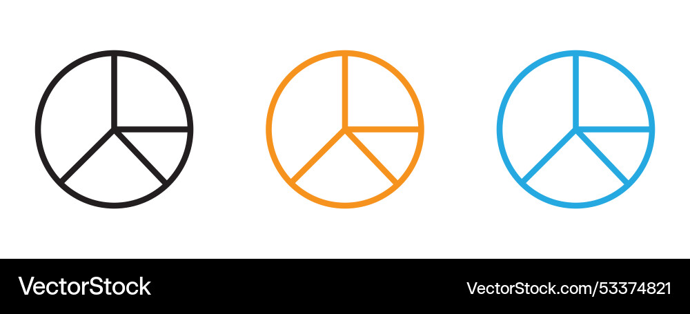 Pie chart icon thin line set vector image