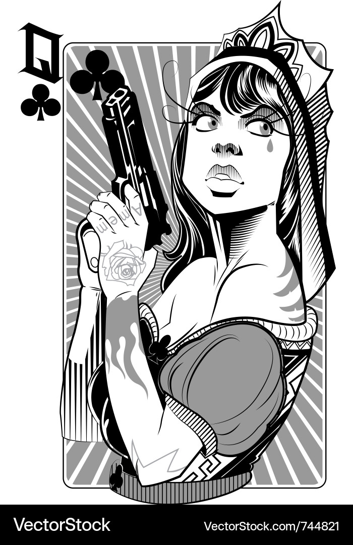 Pin-Up Queen with Gun vector image