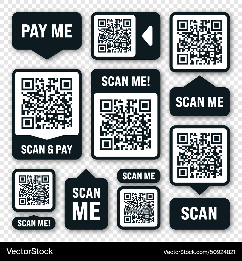 Scannen Sie mich qr Code Aufkleber Online-Zahlung Special Scannen Sie mich qr Code Aufkleber Online-Zahlung Special Vektorbild