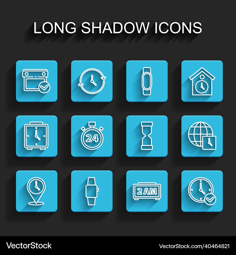 Set line location with clock smartwatch calendar Set line location with clock smartwatch calendar vector image