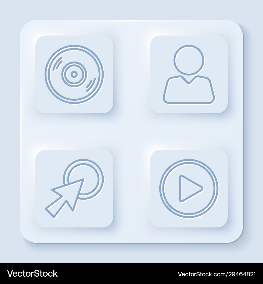 Set line vinyl disk add to friend arrow cursor Vector Image