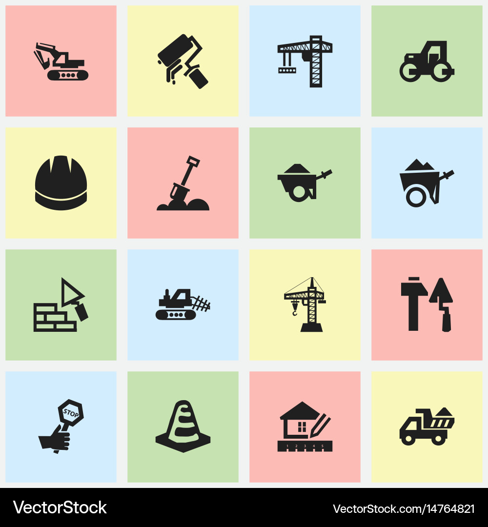 Set of 16 editable structure icons includes vector image
