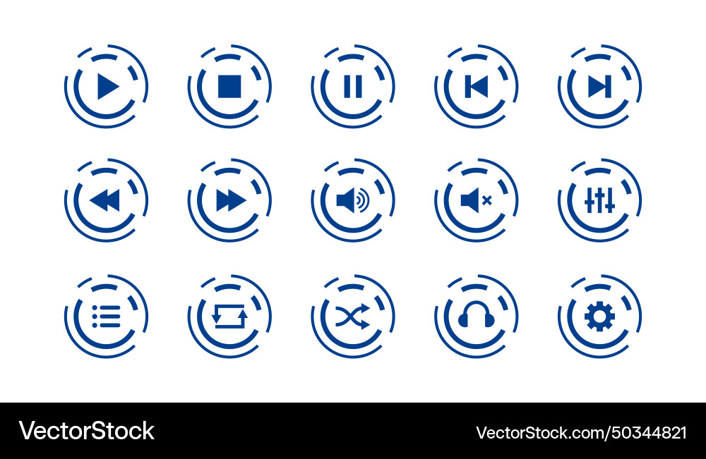 Set of blue media player button symbol design Vector Image